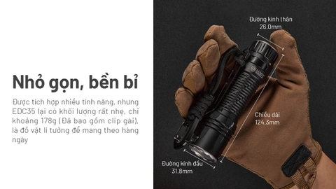 Đèn pin NITECORE EDC35 độ sáng 5000 lumen chiếu xa 550m pin 21700 cổng sạc USB-C