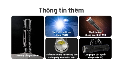 Đèn pin NITECORE EDC35 độ sáng 5000 lumen chiếu xa 550m pin 21700 cổng sạc USB-C