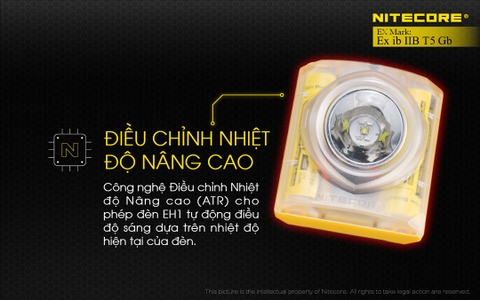 Đèn pin đeo đầu chống cháy nổ NITECORE EH1 sáng 260 lumens chiếu xa 205m pin dung lượng 6800mAh