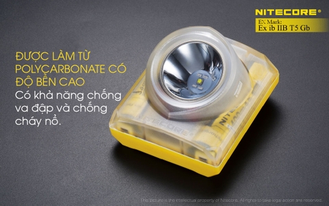 Đèn pin đeo đầu chống cháy nổ NITECORE EH1 sáng 260 lumens chiếu xa 205m pin dung lượng 6800mAh