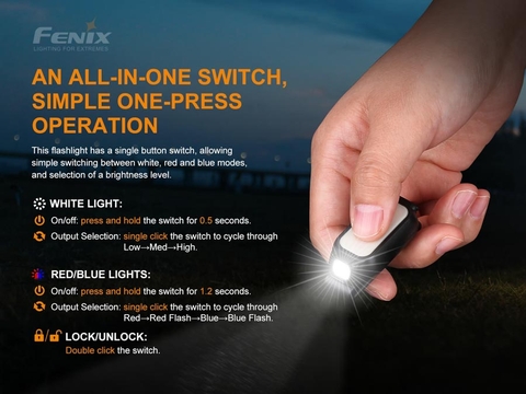 Đèn pin gài mũ FENIX E-LITE độ sáng 150 lumen chiếu xa 40 mét cổng sạc USB pin liền thân 275mAh