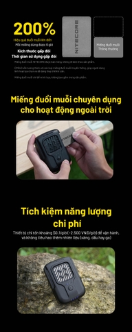 Máy đuổi muỗi NITECORE EMR40 – Pin 10.000mAh, FCB 2.0, 10 giờ, IPX5