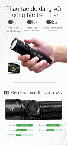 NITECORE EX7 – Đèn pin đa tác vụ, sáng 6000lm chiếu xa 500m, tuỳ chỉnh ánh sáng