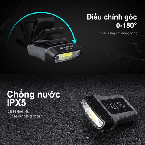 Đèn pin đội đầu KLARUS HC3 LED COB độ sáng 100 lumen chiếu xa 15m (pin liền)