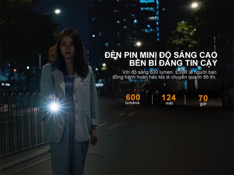 Đèn pin mini FENIX E09R độ sáng 600 lumen chiếu xa 124m