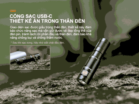Đèn pin mini FENIX E09R độ sáng 600 lumen chiếu xa 124m