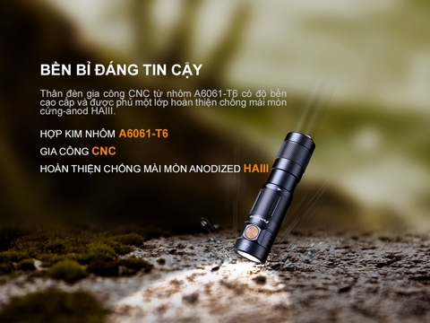 Đèn pin mini FENIX E09R độ sáng 600 lumen chiếu xa 124m