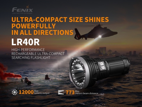 Đèn pin siêu sáng FENIX LR40R độ sáng 12000 lumen chiếu xa 773m pin 12000mAh cổng sạc type-C