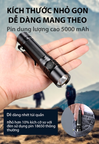 Đèn pin KLARUS G15 v2 độ sáng 4200 lumen chiếu xa 200m pin sạc 21700 5000mAh cổng sạc USB C kiêm power bank