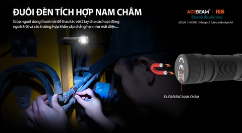 Đèn pin đội đầu ACEBEAM H16 độ sáng 1000lm / 650 lm pin 14500 920mAh