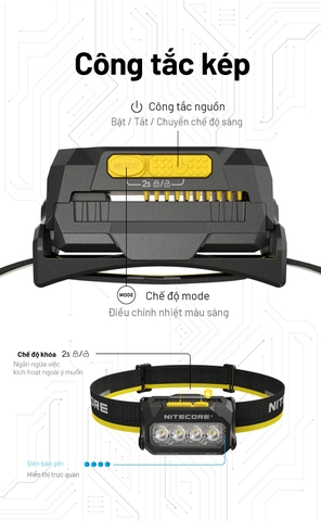 NITECORE HA27 UHE – Đèn pin đội đầu đa nguồn 800 lumens, 3 mức nhiệt màu CRI cao