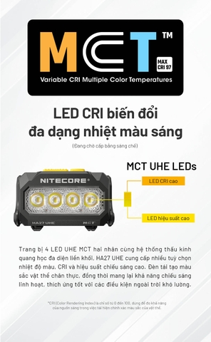 NITECORE HA27 UHE – Đèn pin đội đầu đa nguồn 800 lumens, 3 mức nhiệt màu CRI cao