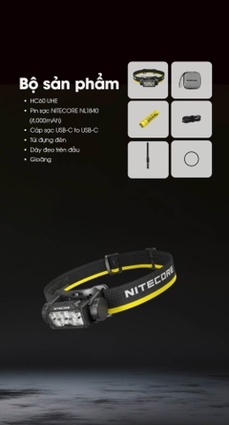NITECORE HC60 UHE – Đèn pin đội đầu 1600 lumen cho chạy trail, trekking và outdoor