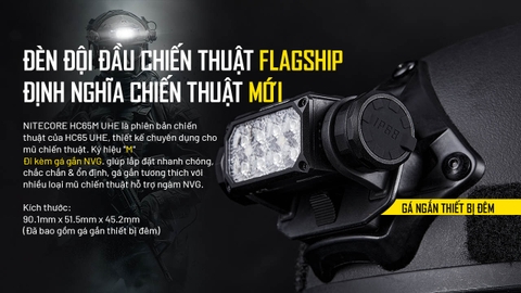Đèn Đội Đầu Chiến Thuật NITECORE HC65M UHE 2000 Lumen – Ngàm NVG Gắn Mũ, Sạc USB-C