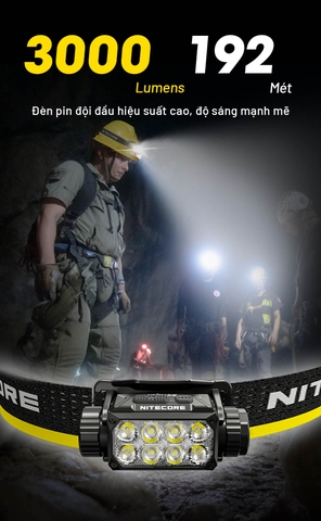 Đèn pin đội đầu NITECORE HC75 UHE – 3000lm chiếu xa 192m chỉnh ánh sáng Xa&Toả