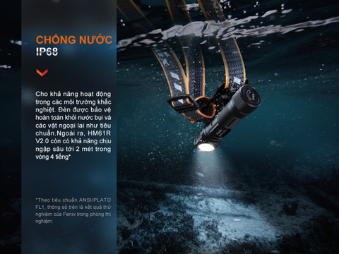 Đèn pin đội đầu FENIX HM61R V2.0 sáng 1600 lumen tầm chiếu xa 162m pin 18650 sạc nam châm