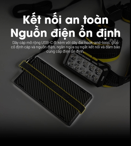 Đèn đội đầu NITECORE HU2000 sáng 2000 lumens chiếu xa 160m kết nối pin rời