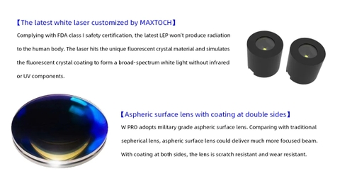 Đèn laser trắng MAXTOCH OWLEYES W PRO V2.0 Diamond tầm chiếu siêu xa 4500m độ sáng 1200 lumen pack pin liền thân kèm theo