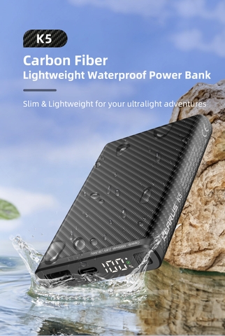 Sạc pin dự phòng siêu nhẹ KLARUS K5 10.000mAh làm từ sợi carbon chống nước IP68