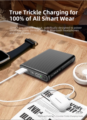 Sạc pin dự phòng siêu nhẹ KLARUS K5 10.000mAh làm từ sợi carbon chống nước IP68