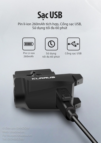 Phụ kiện chuyên dụng KLARUS GL1 sáng 600 lumen chiếu xa 83m