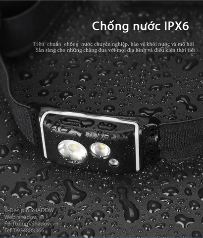 Đèn pin đội đầu KLARUS HR1 Plus độ sáng 600 lumen chiếu xa 90m pin Li-ion PP20 2000mAh