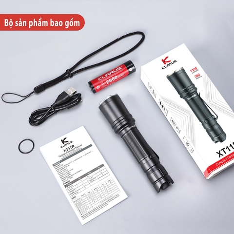 Đèn pin phản ứng nhanh KLARUS XT11R sáng 1300 lumen chiếu xa 300m