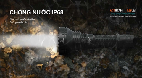 Đèn pin chiếu xa ACEBEAM L19 V2 độ sáng 2200 lumen chiếu xa 1083m kèm pin sạc 21700 USB