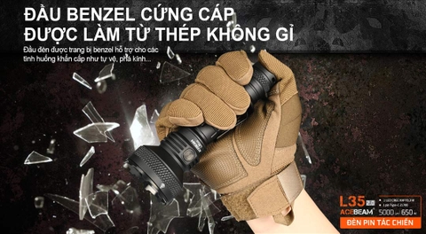 Đèn pin tác chiến ACEBEAM L35 2.0 độ sáng 5000 lumen tầm chiếu xa 650m pin 21700 5000mAh kèm theo