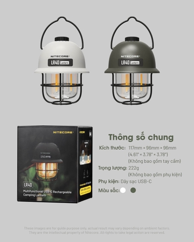 Đèn pin cắm trại NITECORE LR40 sáng 100 lumen pin 4000mAh Powerbank