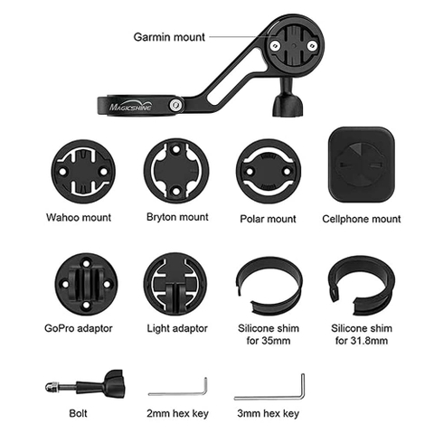 Gá xe đạp đa năng MAGICSHINE TTA v2 hỗ trợ tương thích đồng hồ Garmin, Wahoo, Polar, và Bryton, có thể treo Gopro và tất cả đèn xe đạp Magicshine
