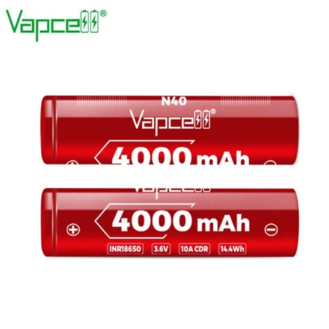 Pin sạc VAPCELL N40 18650 dung lượng 4000mAh không có mạch bảo vệ
