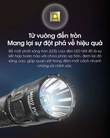 Đèn pin NITECORE MH12 Pro sáng 3.300 lumens chiếu xa 505m pin sạc 21700 5300mAh sạc USB-C