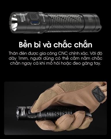 Đèn pin NITECORE MH12 Pro sáng 3.300 lumens chiếu xa 505m pin sạc 21700 5300mAh sạc USB-C