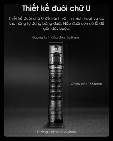Đèn pin NITECORE MH12 Pro sáng 3.300 lumens chiếu xa 505m pin sạc 21700 5300mAh sạc USB-C