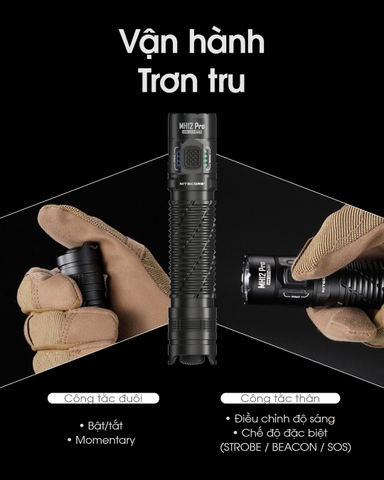 Đèn pin NITECORE MH12 Pro sáng 3.300 lumens chiếu xa 505m pin sạc 21700 5300mAh sạc USB-C