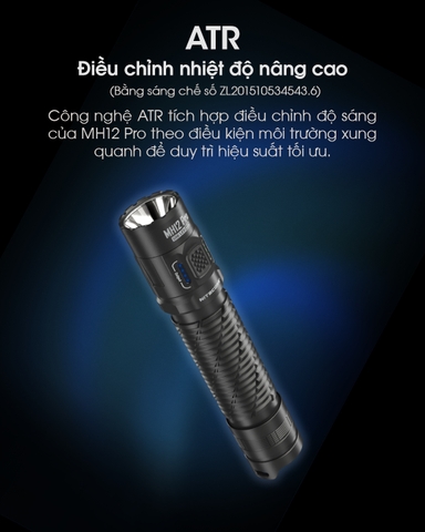 Đèn pin NITECORE MH12 Pro sáng 3.300 lumens chiếu xa 505m pin sạc 21700 5300mAh sạc USB-C