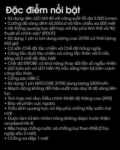 Đèn pin NITECORE MH12 Pro sáng 3.300 lumens chiếu xa 505m pin sạc 21700 5300mAh sạc USB-C