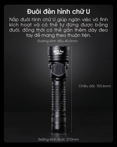 Đèn pin chiếu xa NITECORE MH25 PRO sáng 3.300 lumens chiếu xa 705m pin sạc 21700 5300mAh USB-C