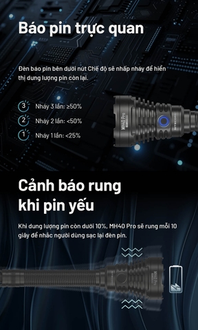 Đèn pin chiếu xa NITECORE MH40 Pro sáng 3500 lumen chiếu xa 1300m pin 10000mAh công tắc remote không dây