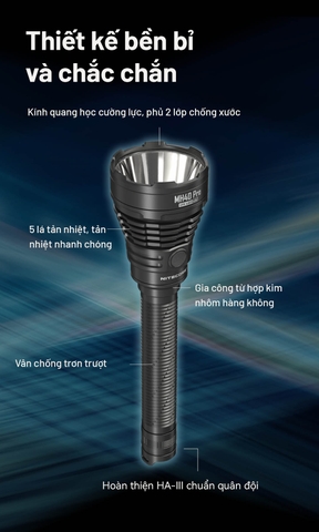 Đèn pin chiếu xa NITECORE MH40 Pro sáng 3500 lumen chiếu xa 1300m pin 10000mAh công tắc remote không dây