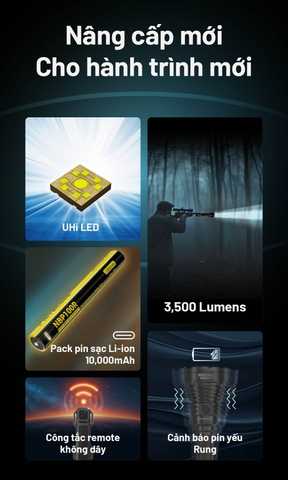 Đèn pin chiếu xa NITECORE MH40 Pro sáng 3500 lumen chiếu xa 1300m pin 10000mAh công tắc remote không dây