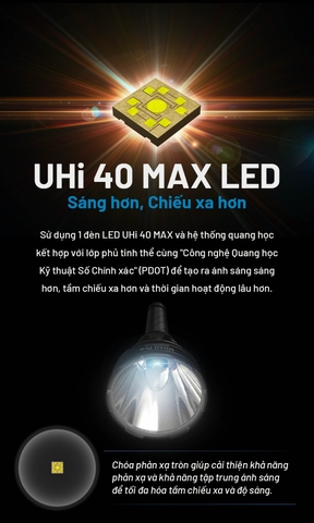 Đèn pin chiếu xa NITECORE MH40 Pro sáng 3500 lumen chiếu xa 1300m pin 10000mAh công tắc remote không dây