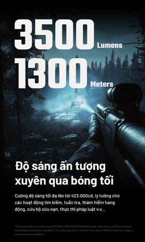 Đèn pin chiếu xa NITECORE MH40 Pro sáng 3500 lumen chiếu xa 1300m pin 10000mAh công tắc remote không dây