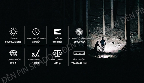 Đèn xe đạp MAGICSHINE MONTEER 8000S V2.0 độ sáng 8000 lumen pin 7.2V 10000mAh