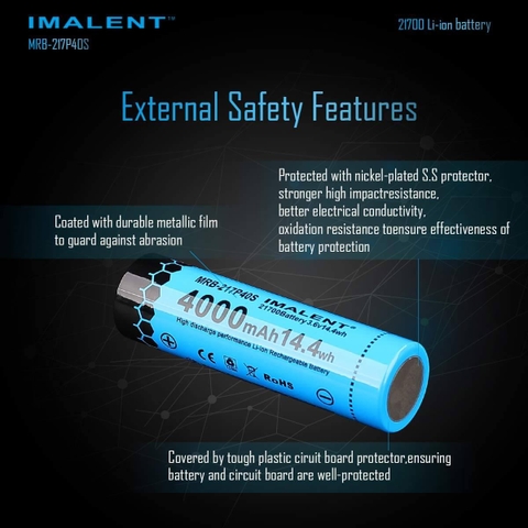 Pin sạc IMALENT 21700 dung lượng 4000mAh dòng xả cao