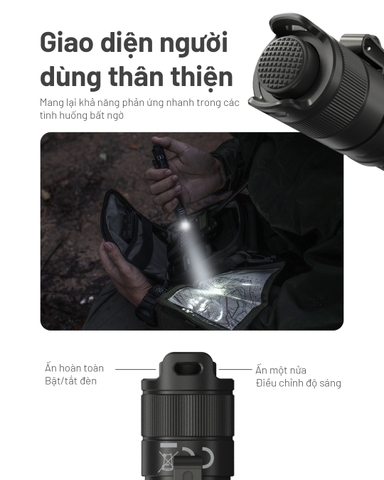 Đèn pin mini NITECORE MT2A Pro sáng 1000 lm chiếu xa 255m pin sạc dung lượng 1.600mAh USB-C