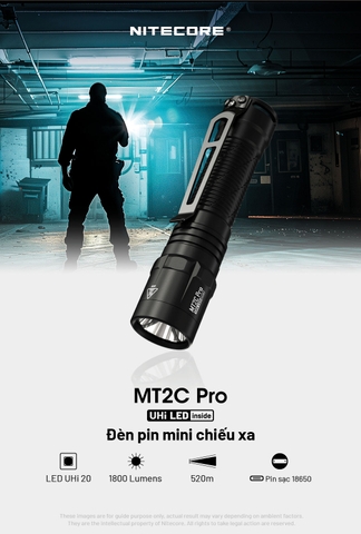 Đèn pin NITECORE MT2C Pro độ sáng 1800lm chiếu xa 520m pin 18650 3600mAh