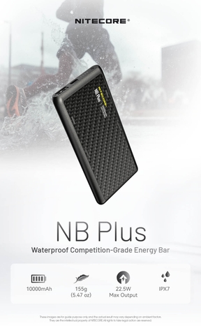 NITECORE NB Plus – Sạc dự phòng sợi carbon 10.000mAh, siêu nhẹ 155g