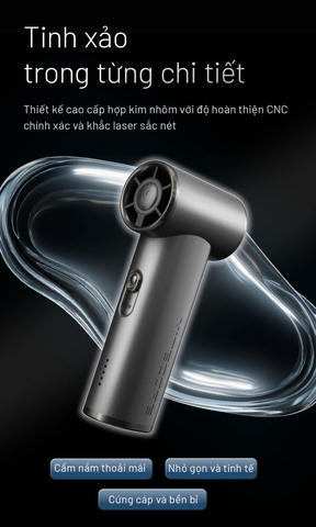 NITECORE NEF01 – Quạt cầm tay mini tốc độ cao, pin 4.000 mAh, 5 tốc độ gió